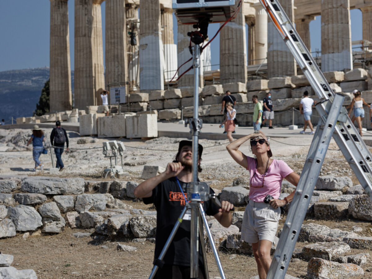 Photographing the Temple of Athena, Acropolis, Athens<br>
Photo by Iason Athanasiadis