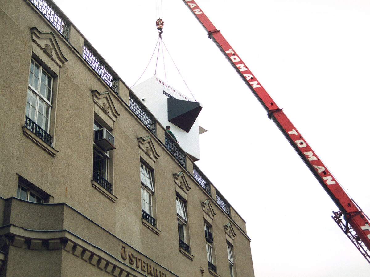 Camera being craned onto the roof